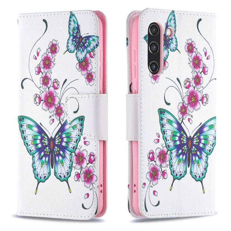 Custodia in pelle Samsung Galaxy S21 FE Meravigliose Farfalle
