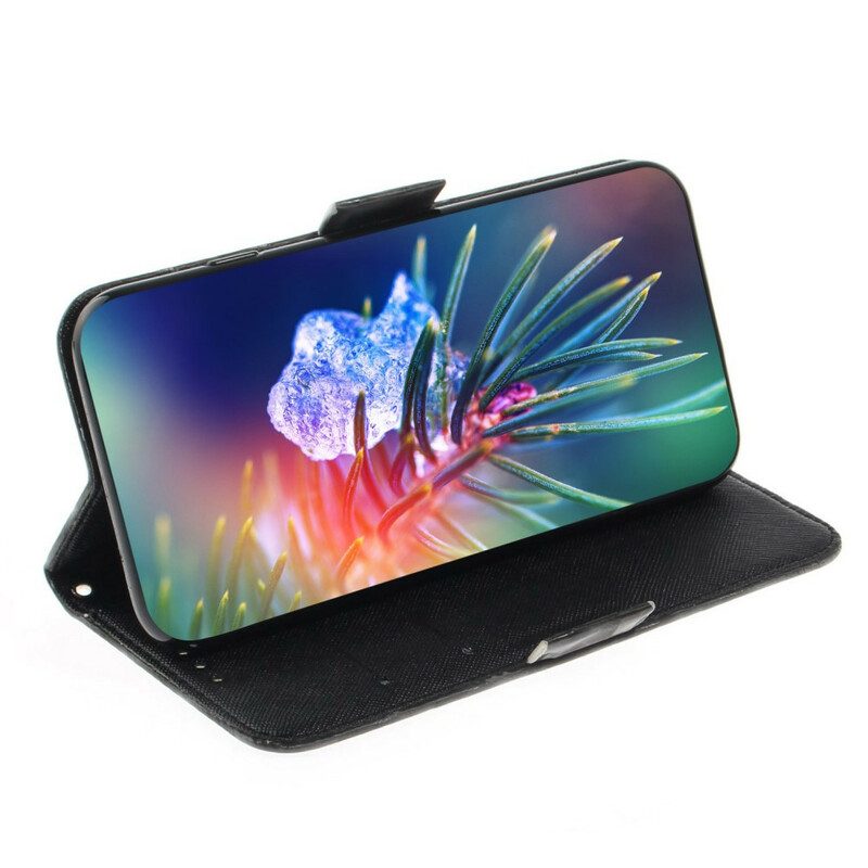 Custodia in pelle Samsung Galaxy S21 FE Panda Arrabbiato Con Cordino