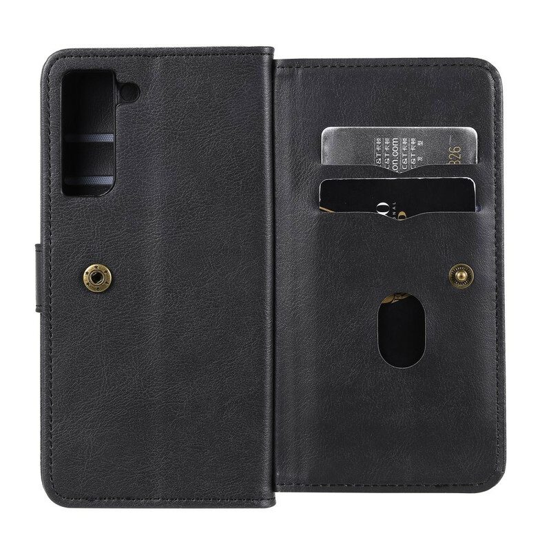 Custodia in pelle Samsung Galaxy S21 FE Porta Carte 10 In Ecopelle