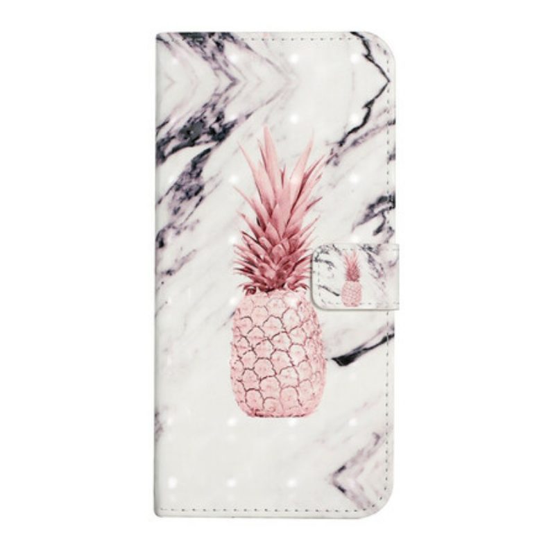 Custodia in pelle Samsung Galaxy S21 FE Punto Luce Ananas