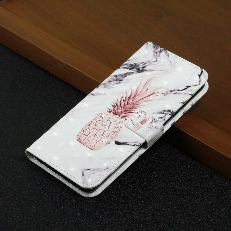 Custodia in pelle Samsung Galaxy S21 FE Punto Luce Ananas