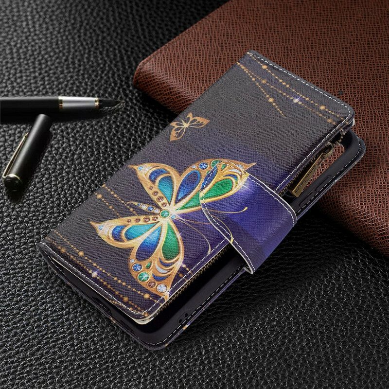 Custodia in pelle Samsung Galaxy S21 FE Tasca Con Cerniera Per Farfalle