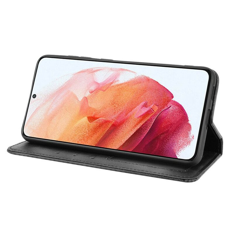 Folio Cover Samsung Galaxy S21 FE Custodia in pelle Effetto Pelle Vintage Stilizzato