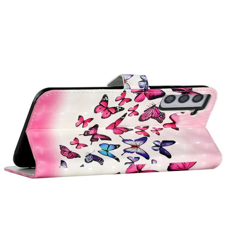 Folio Cover Samsung Galaxy S21 FE Volo Di Farfalle