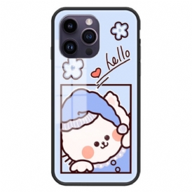 Cover iPhone 15 Pro Max Vetro Temperato Gatto Blu