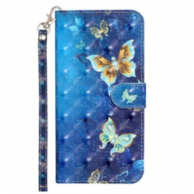 Custodia in pelle iPhone 15 Pro Max Farfalle 3d Con Cordino