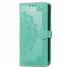 Custodia in pelle iPhone 15 Pro Max Mandala Barocco Con Cinturino