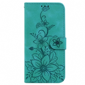 Custodia in pelle iPhone 15 Pro Max Tracolla Floreale