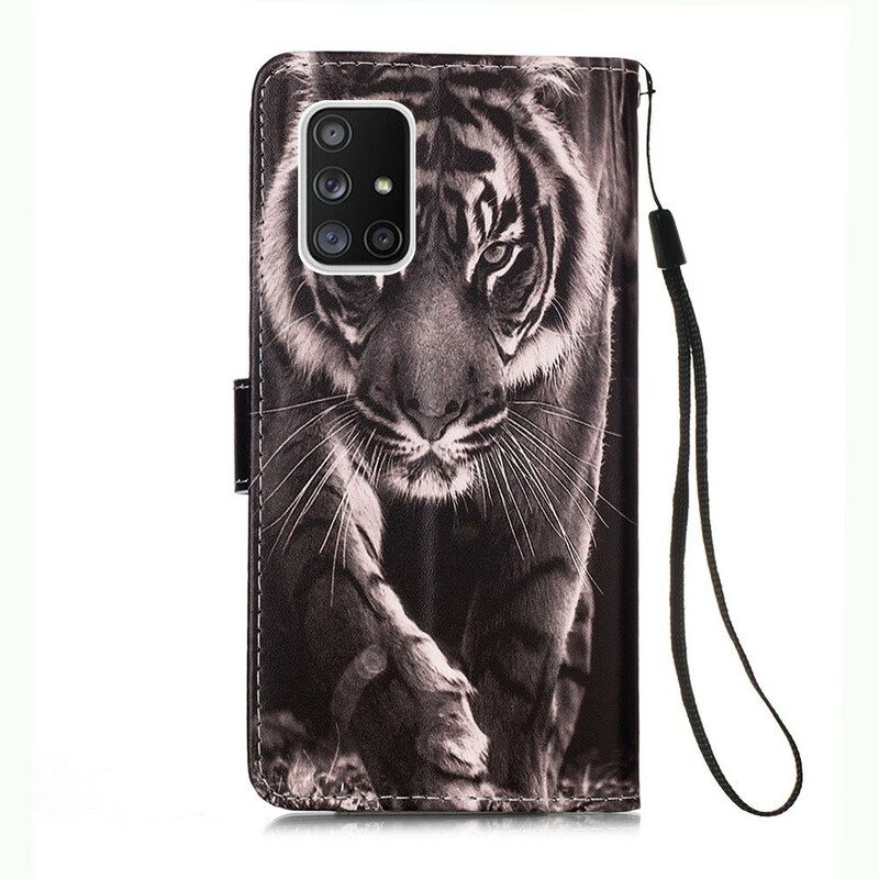 Custodia in pelle Samsung Galaxy A51 5G Tigre Notturna