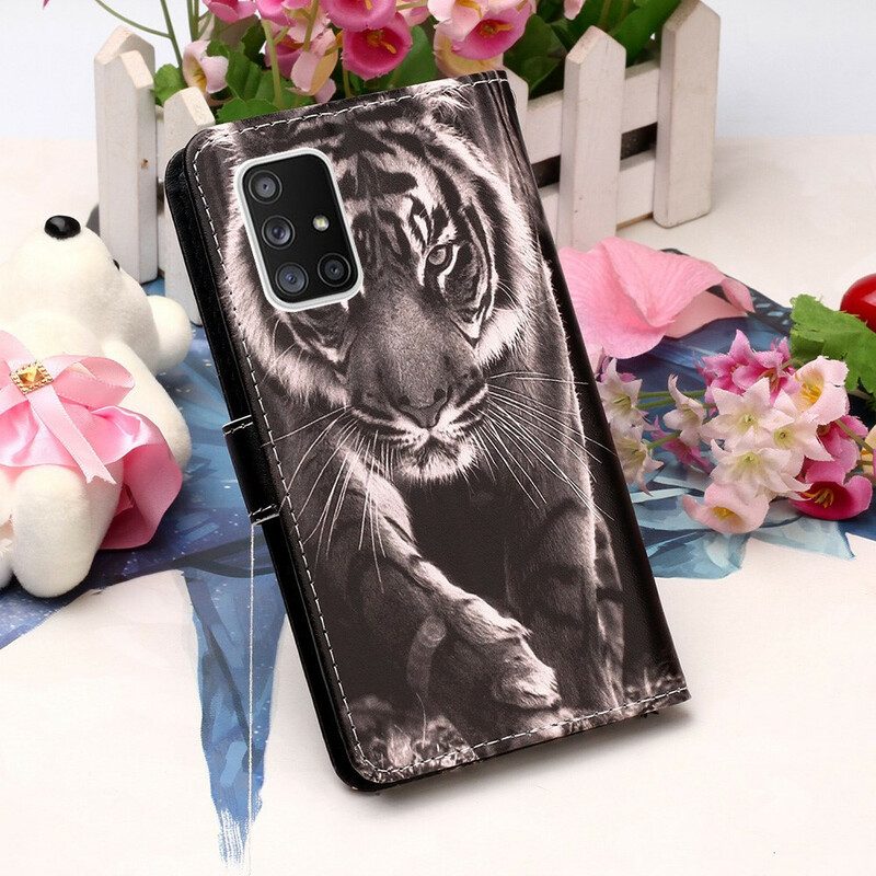 Custodia in pelle Samsung Galaxy A51 5G Tigre Notturna