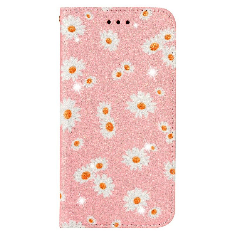 Folio Cover Samsung Galaxy A51 5G Custodia in pelle Margherite In Ecopelle