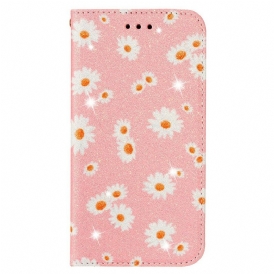 Folio Cover Samsung Galaxy A51 5G Custodia in pelle Margherite In Ecopelle