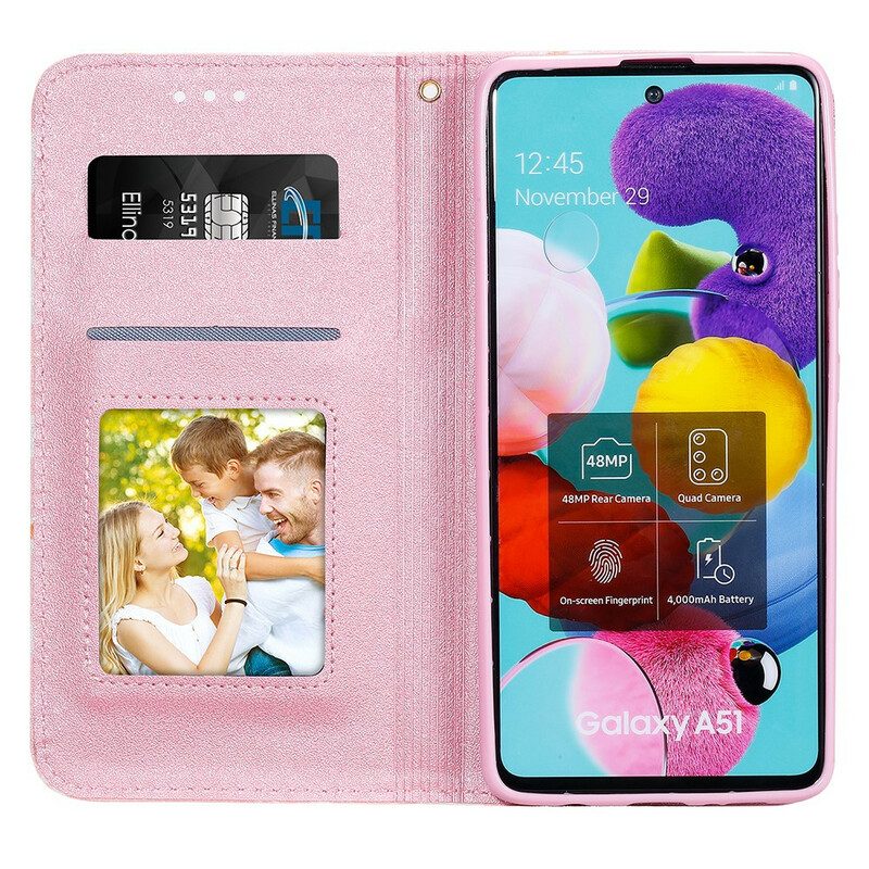 Folio Cover Samsung Galaxy A51 5G Custodia in pelle Margherite In Ecopelle