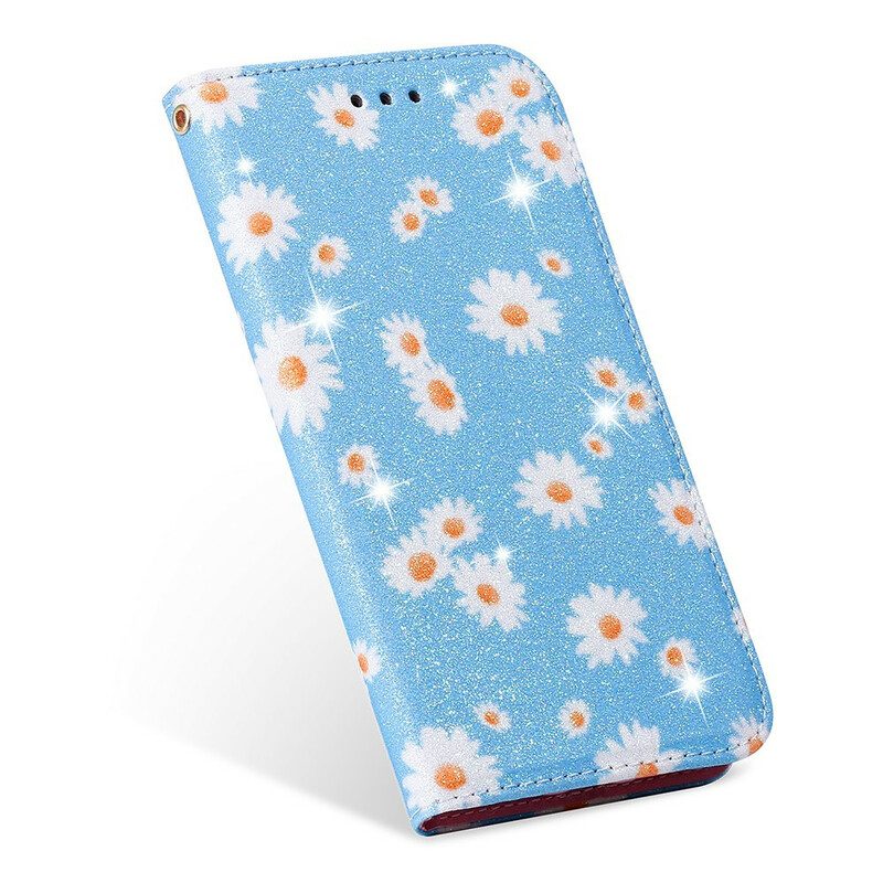 Folio Cover Samsung Galaxy A51 5G Custodia in pelle Margherite In Ecopelle