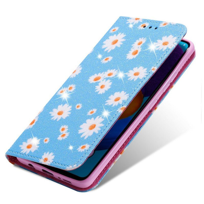 Folio Cover Samsung Galaxy A51 5G Custodia in pelle Margherite In Ecopelle