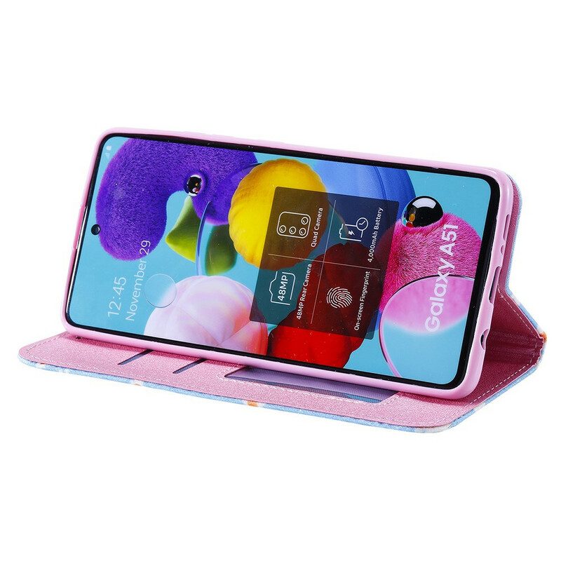Folio Cover Samsung Galaxy A51 5G Custodia in pelle Margherite In Ecopelle