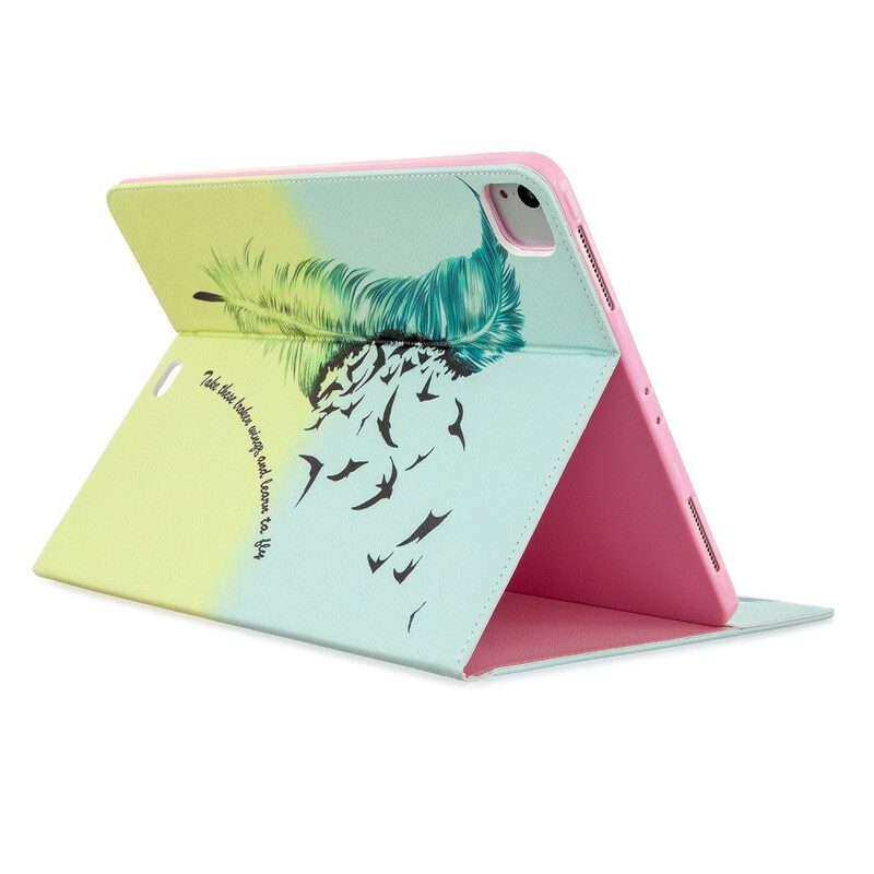 Custodia A Portafoglio iPad Pro 12.9" (2020) Motivo Con Stampa Di Piume