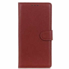 Folio Cover Oppo Reno 7 Stile Tradizionale In Pelle Litchi