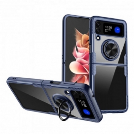 Folio Cover Samsung Galaxy Z Flip 3 5G Custodia in pelle Anello Magnetico Ibrido