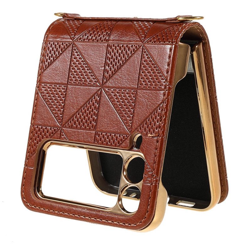 Folio Cover Samsung Galaxy Z Flip 3 5G Custodia in pelle Coulisse In Ecopelle