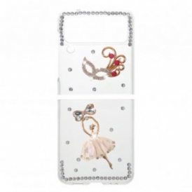 Folio Cover Samsung Galaxy Z Flip 3 5G Custodia in pelle Danzatrice Di Pietre Preziose