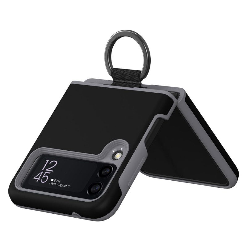 Folio Cover Samsung Galaxy Z Flip 3 5G Custodia in pelle Design Di Supporto Dell'anello Gkk