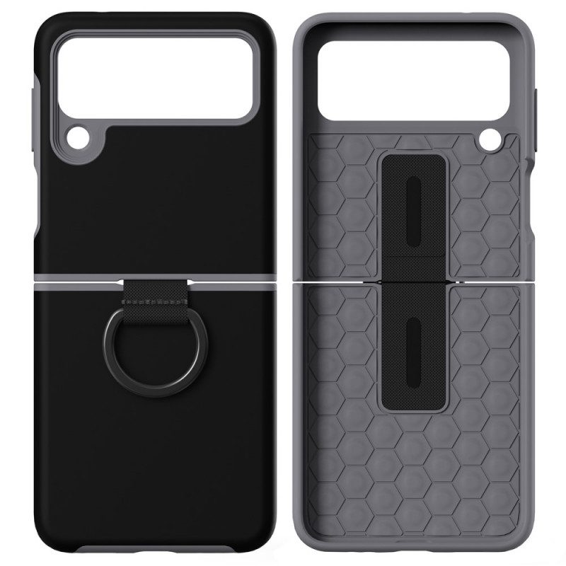 Folio Cover Samsung Galaxy Z Flip 3 5G Custodia in pelle Design Di Supporto Dell'anello Gkk