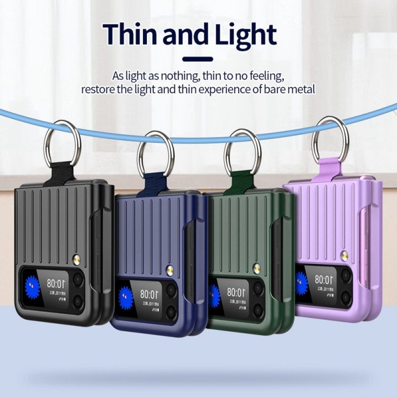 Folio Cover Samsung Galaxy Z Flip 3 5G Custodia in pelle Design Valigia Con Anello
