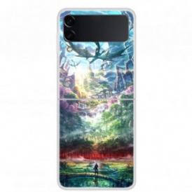 Folio Cover Samsung Galaxy Z Flip 3 5G Custodia in pelle Drago