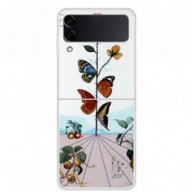 Folio Cover Samsung Galaxy Z Flip 3 5G Custodia in pelle Farfalle Della Natura