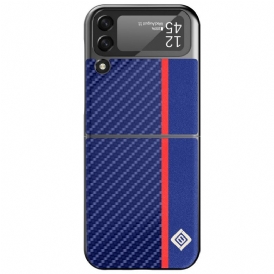 Folio Cover Samsung Galaxy Z Flip 3 5G Custodia in pelle Fibra Di Carbonio Lc.imeeke