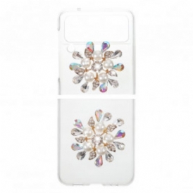 Folio Cover Samsung Galaxy Z Flip 3 5G Custodia in pelle Gemma Floreale