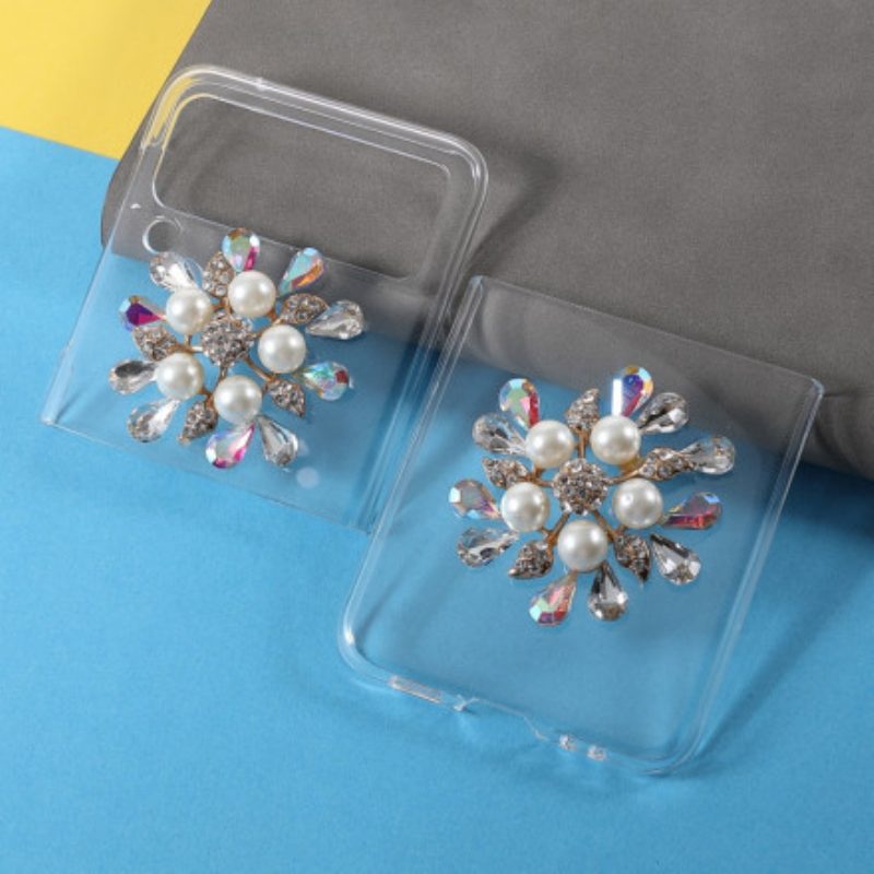 Folio Cover Samsung Galaxy Z Flip 3 5G Custodia in pelle Gemma Floreale