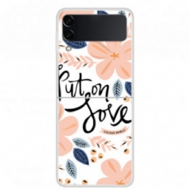 Folio Cover Samsung Galaxy Z Flip 3 5G Custodia in pelle Indossa Amore