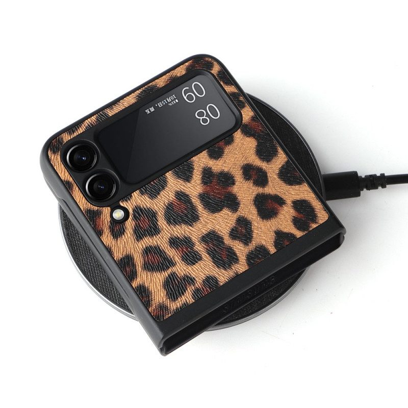 Folio Cover Samsung Galaxy Z Flip 3 5G Custodia in pelle Leopardo