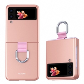 Folio Cover Samsung Galaxy Z Flip 3 5G Custodia in pelle Skin-touch Con Anello