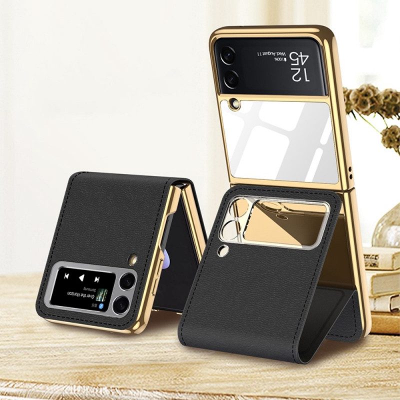 Folio Cover Samsung Galaxy Z Flip 3 5G Custodia in pelle Specchio E Supporto Rimovibile