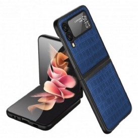 Folio Cover Samsung Galaxy Z Flip 3 5G Custodia in pelle Stile Pelle Di Coccodrillo