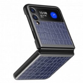 Folio Cover Samsung Galaxy Z Flip 3 5G Custodia in pelle Stile Pelle Di Coccodrillo