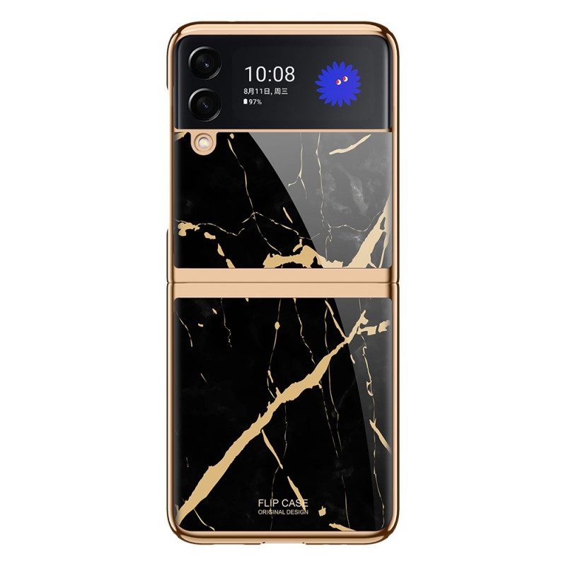 Folio Cover Samsung Galaxy Z Flip 3 5G Custodia in pelle Stile Marmo