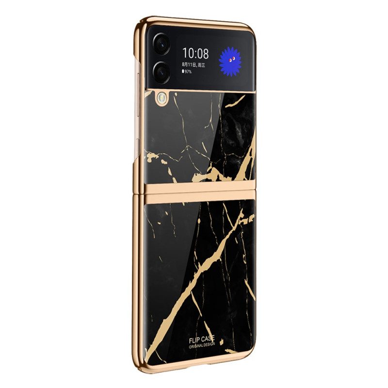 Folio Cover Samsung Galaxy Z Flip 3 5G Custodia in pelle Stile Marmo
