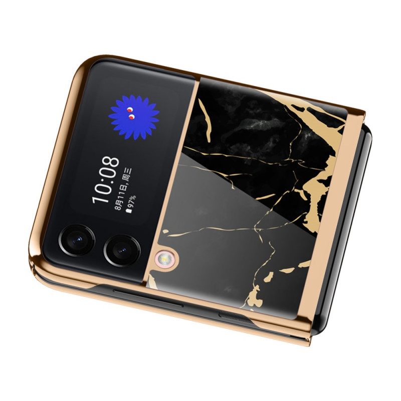 Folio Cover Samsung Galaxy Z Flip 3 5G Custodia in pelle Stile Marmo
