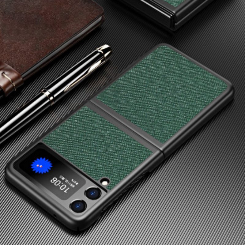 Folio Cover Samsung Galaxy Z Flip 3 5G Custodia in pelle Stile In Pelle Martellata