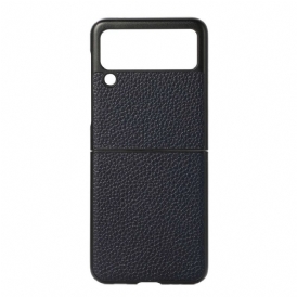 Folio Cover Samsung Galaxy Z Flip 3 5G Custodia in pelle Vera Pelle Color Litchi