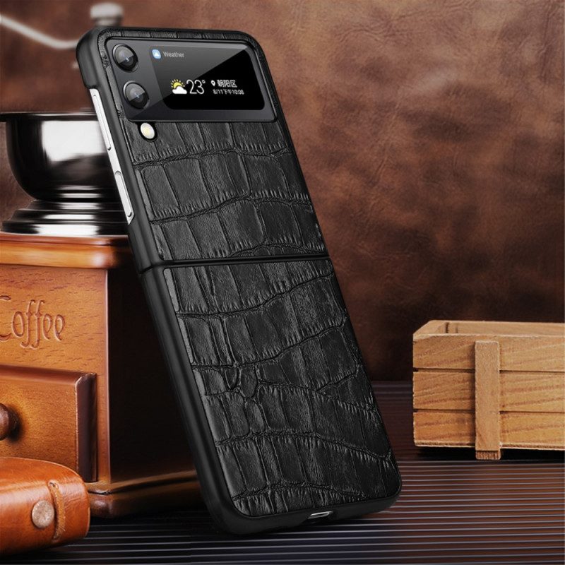 Folio Cover Samsung Galaxy Z Flip 3 5G Custodia in pelle Vera Pelle Di Coccodrillo