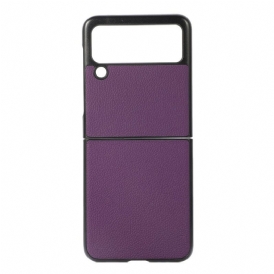 Folio Cover Samsung Galaxy Z Flip 3 5G Custodia in pelle Vera Pelle Di Litchi
