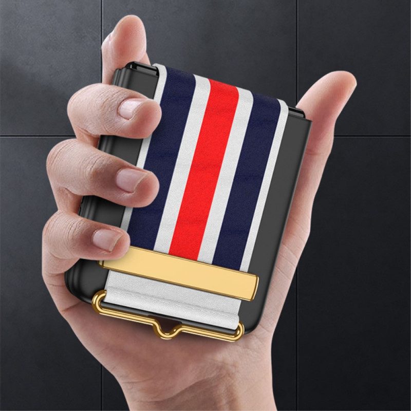 Folio Cover Samsung Galaxy Z Flip 3 5G Custodia in pelle Vetro Temperato E Cinturino Gkk