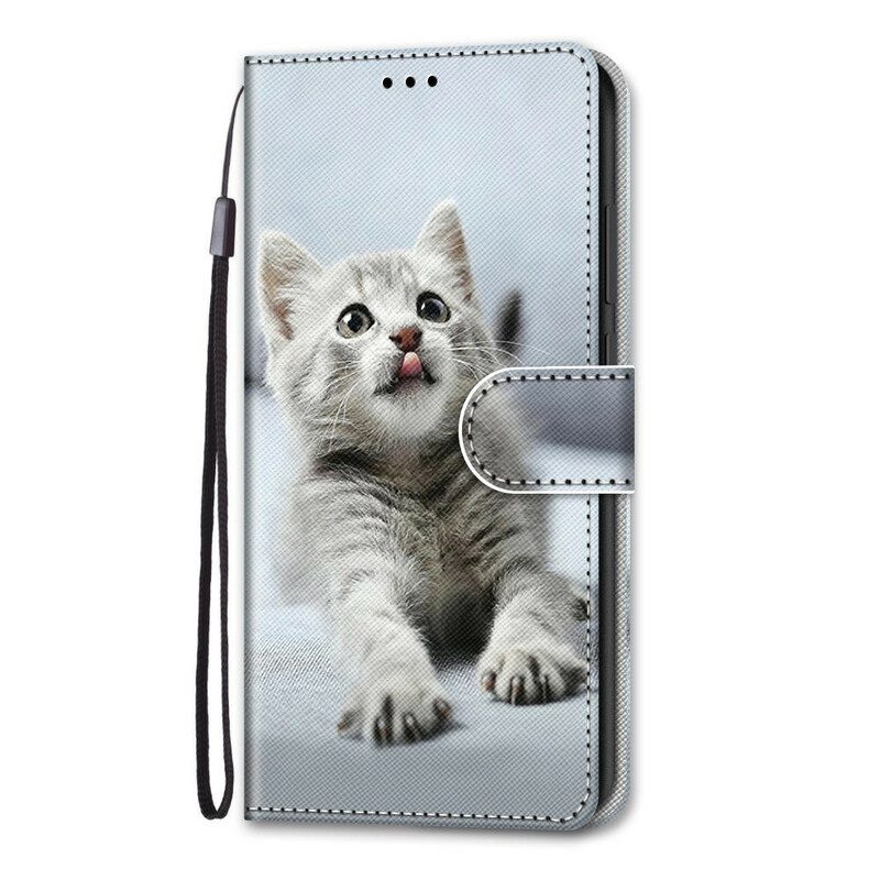 Custodia in pelle Xiaomi Mi 10T Lite Gattino Strappy