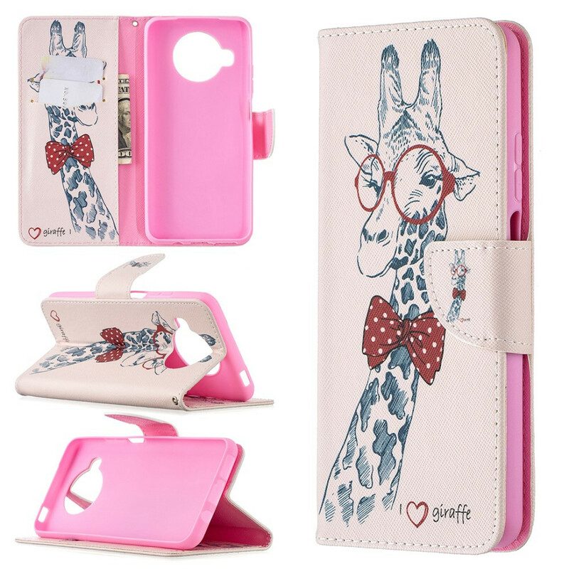 Custodia in pelle Xiaomi Mi 10T Lite Giraffa Intelligente