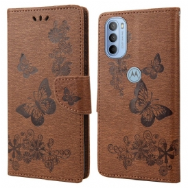 Custodia A Portafoglio Moto G51 5G Splendide Farfalle Cinturino